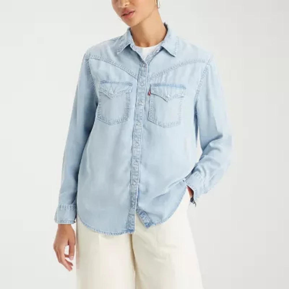 Levi's® Sawyer Western Womens Short Sleeve Regular Fit Button-Down Shirt