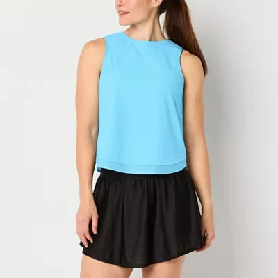 Xersion Womens Mesh Round Neck Sleeveless Tank Top