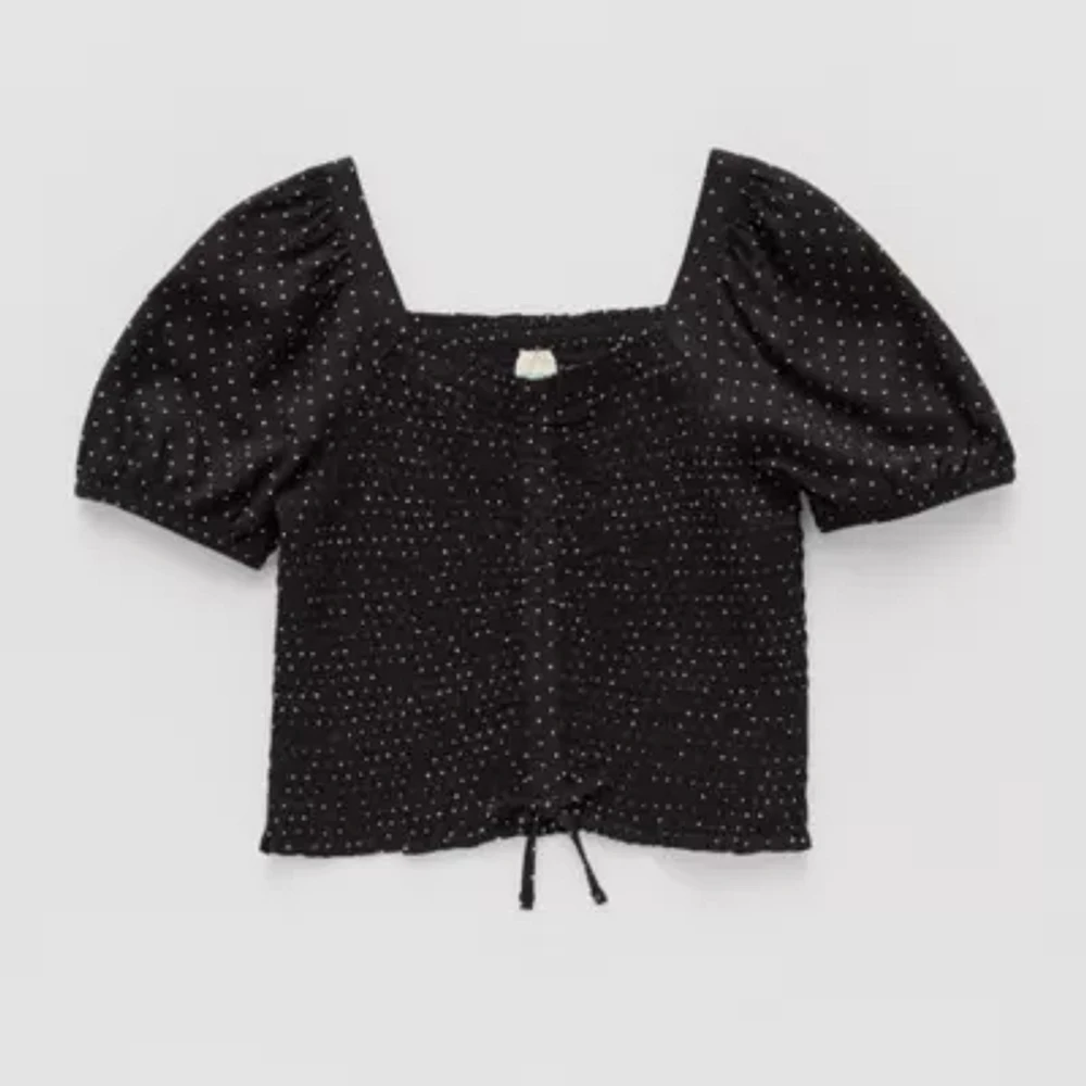 Thereabouts Little & Big Kid Girls Square Neck Short Sleeve Blouse