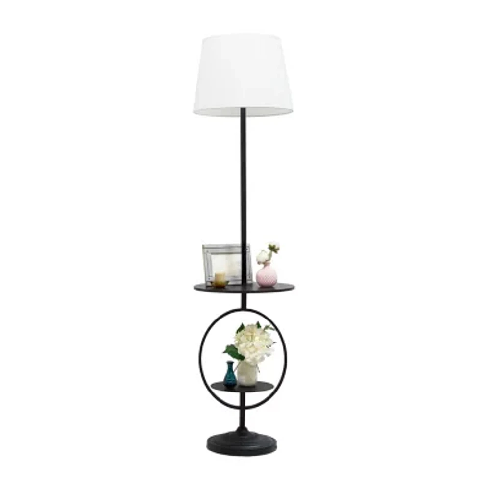 Black Metal Dual Shelf Floor Lamp
