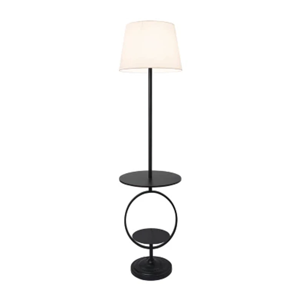 Black Metal Dual Shelf Floor Lamp