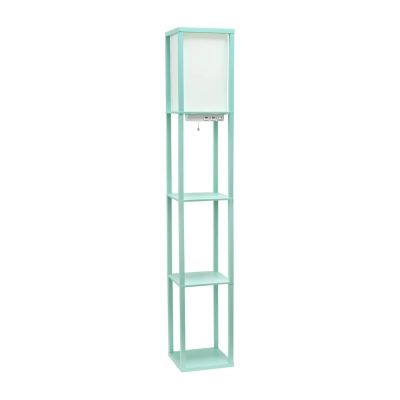 Floor Lamp Etagere Organizer Storage Shelf with 2 USB Charging Ports, 1 Outlet