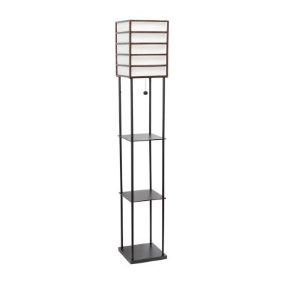 1 Light Metal Etagere Floor Lamp with Storage Shelves