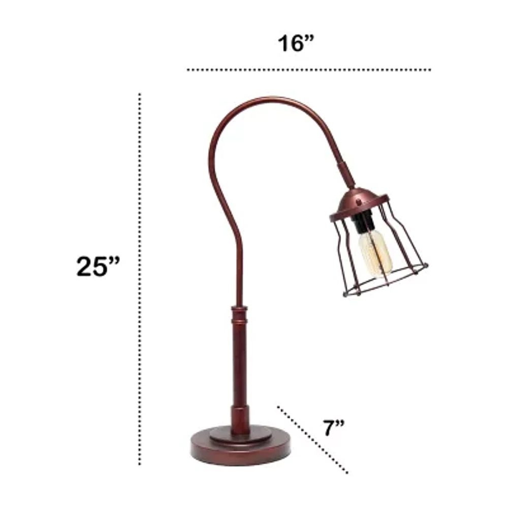 Rustic Caged Shade Metal Table Lamp