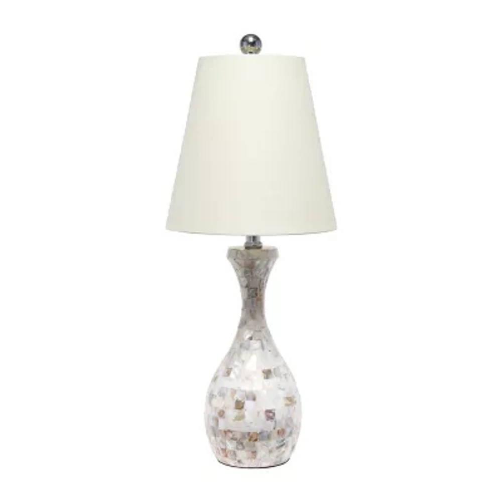 All the Rages Malibu Curved Mosaic Seashell Resin Table Lamp