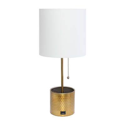 All the Rages Black And White Hammered Usb Metal Table Lamp