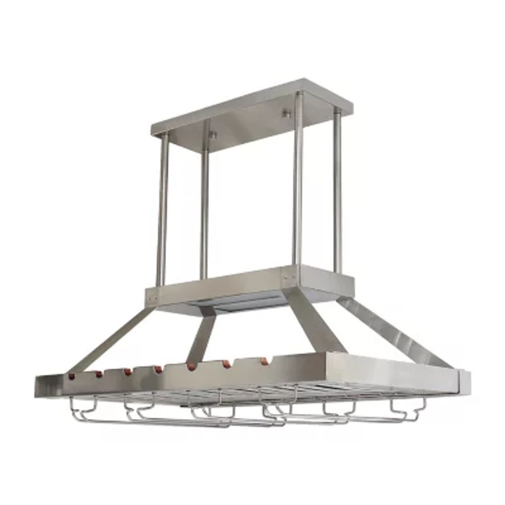 All the Rages Brushed Nickel 2 Light Led Overhead Wine Rack Pendant