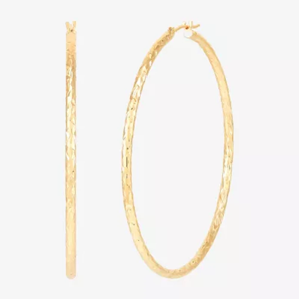 Womens 14K Gold 50mm Round Hoop Earrings