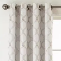 Max Blackout Prescott Grommet Top Embroidered 100% Single Curtain Panel