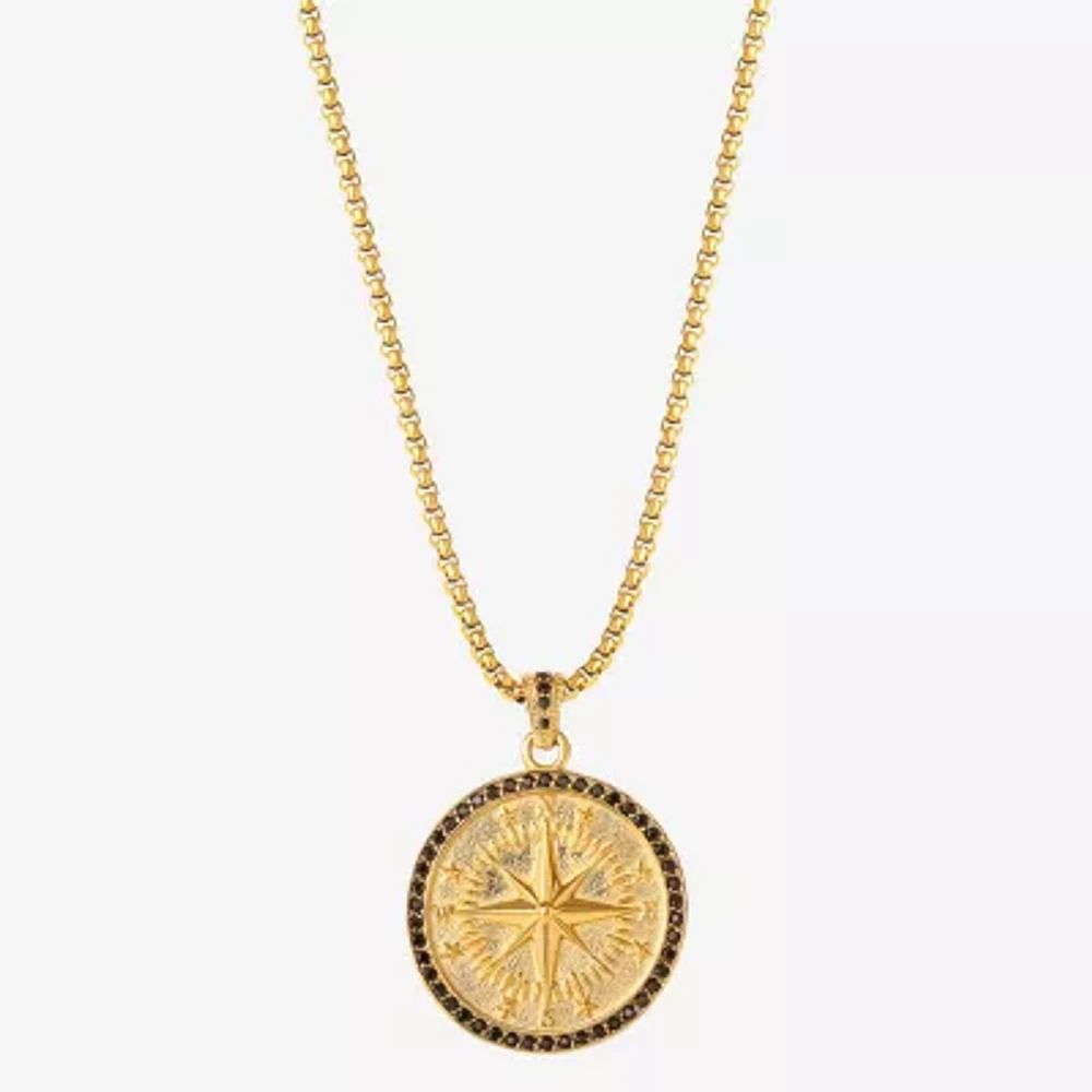 Shaquille O'Neal XLG Mens Lab Created Black Cubic Zirconia Stainless Steel Round 22 Inch Pendant Necklace