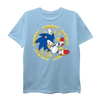 Little & Big Kid Boys Crew Neck Short Sleeve Regular Fit Sonic the Hedgehog Graphic T-Shirt