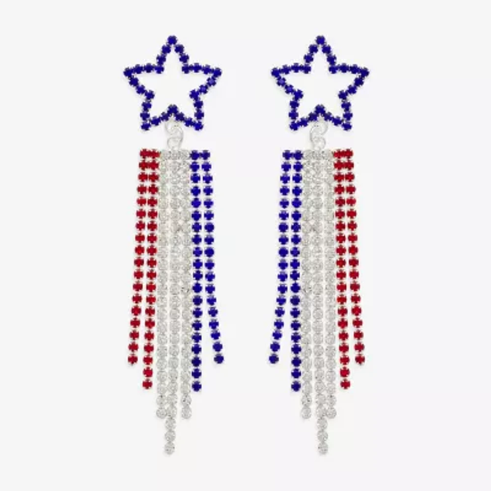 Bijoux Bar Silver Tone Womens Star Drop Earrings