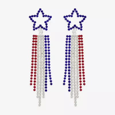 Bijoux Bar Silver Tone Womens Star Drop Earrings