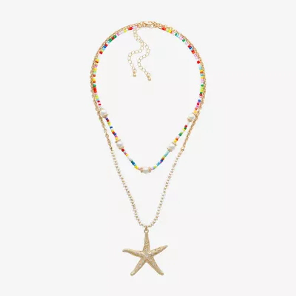 Bijoux Bar Gold Tone Starfish Womens 2-pc. Necklace Set