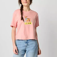 Baby Deer Semi Fit Tee Womens Crew Neck Short Sleeve Fitted Juniors Graphic T-Shirt