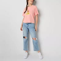 Baby Deer Semi Fit Tee Womens Crew Neck Short Sleeve Fitted Juniors Graphic T-Shirt