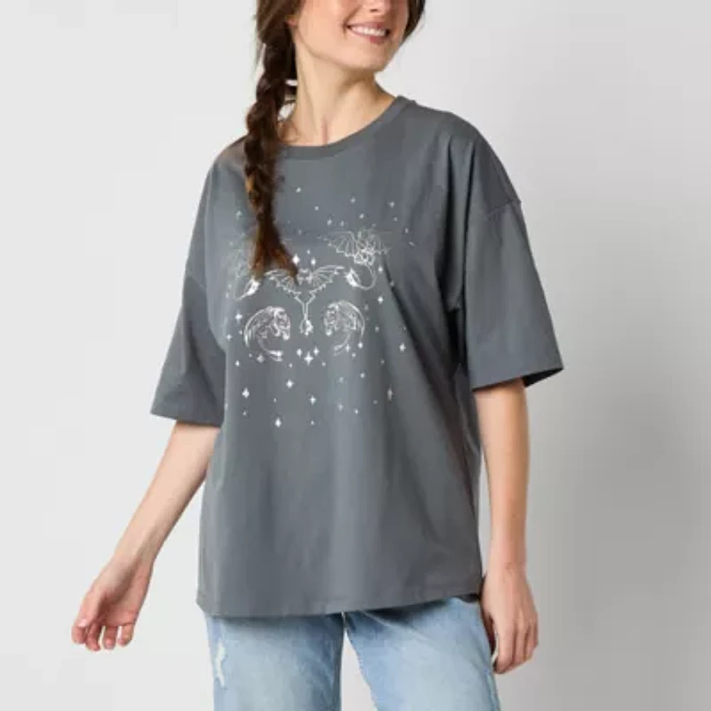 Grayson Threads, The Label How To Train Your Dragon Movie Oversized Womens Crew Neck Short Sleeve Juniors Graphic T-Shirt