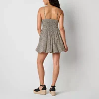 Arizona Bubble Hem Womens Sleeveless Cheetah Babydoll Dress Juniors