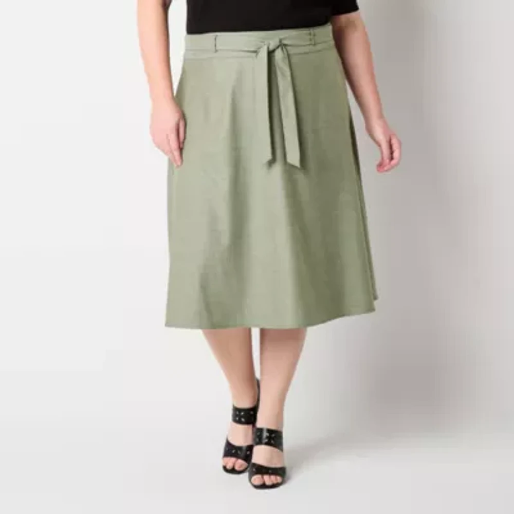 Liz Claiborne Womens Belted Plus Wrap Skirt