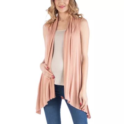 24/7 Comfort Apparel Draped Open Front Sleeveless Cardigan