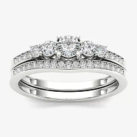 1/2 CT.T.W. Natural Diamond 14K White Gold Bridal Ring Set