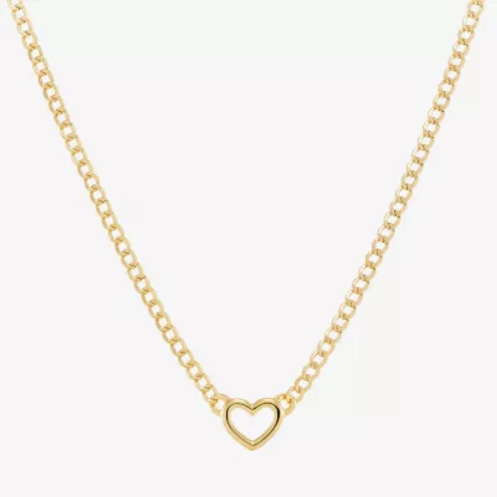 Womens 14K Gold Heart 18 Inch Pendant Necklace