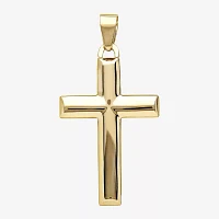 14K Yellow Gold High-Polish Hollow Cross Charm