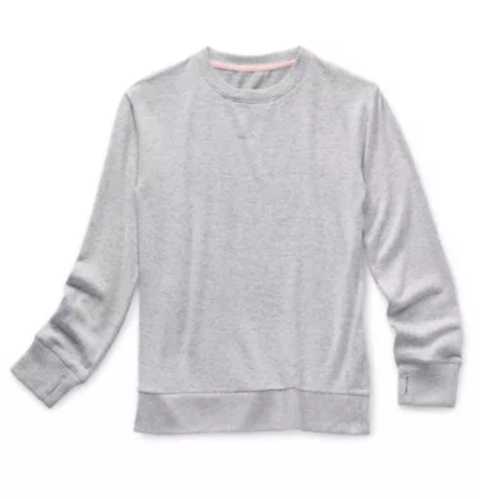 Xersion Little & Big Girls Hacci Crew Neck Long Sleeve Fleece Sweatshirt