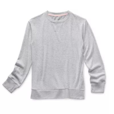 Xersion Little & Big Girls Hacci Crew Neck Long Sleeve Fleece Sweatshirt
