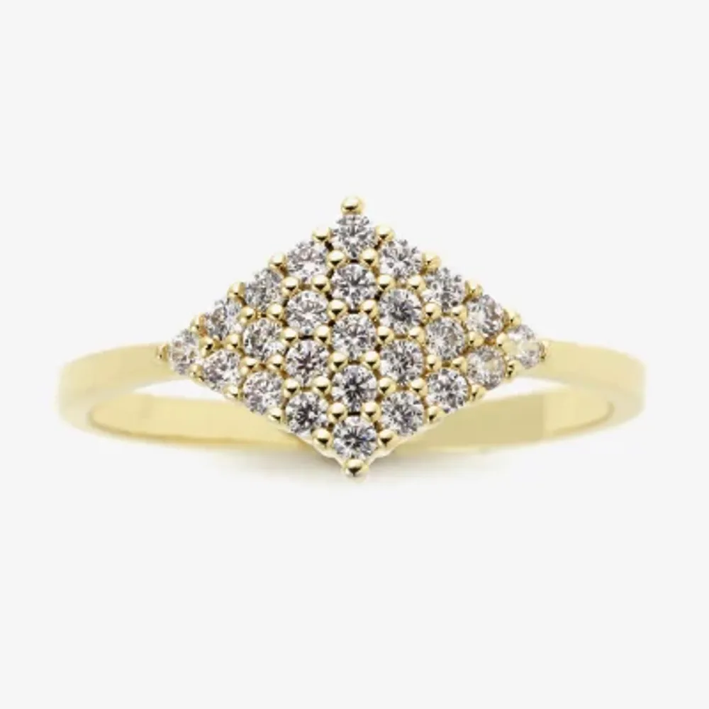 Sparkle Allure Womens Cubic Zirconia 14K Gold Over Brass Diamond Delicate Promise Ring