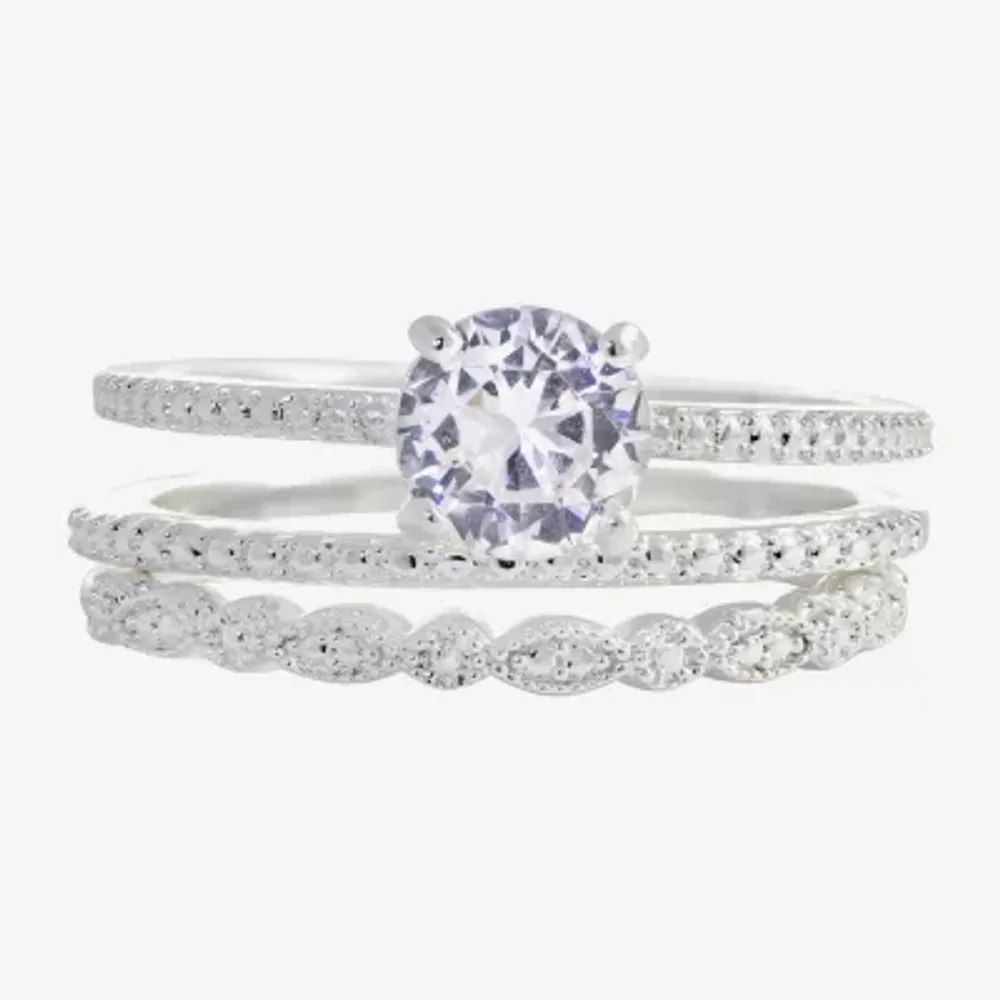 Sparkle Allure Womens Cubic Zirconia Pure Silver Over Brass Round Cocktail Ring