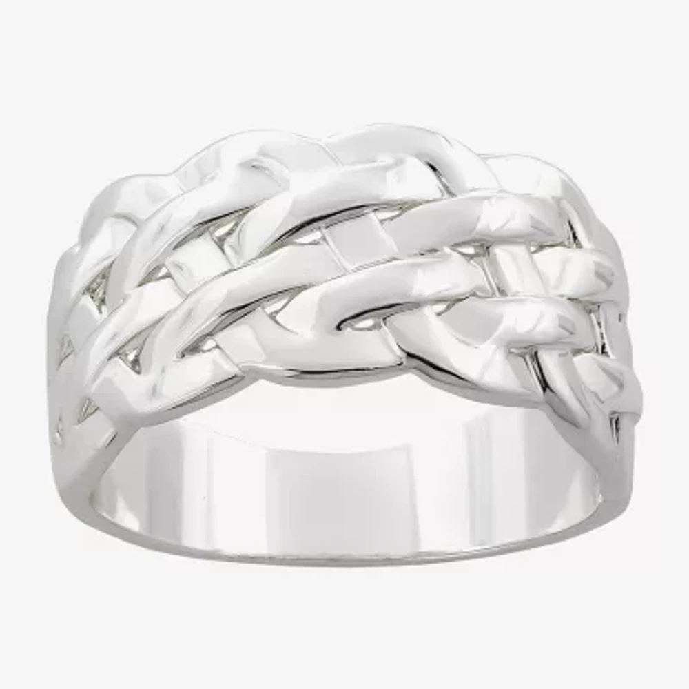 Sparkle Allure Woven Womens 5MM Pure Silver Over Brass Band
