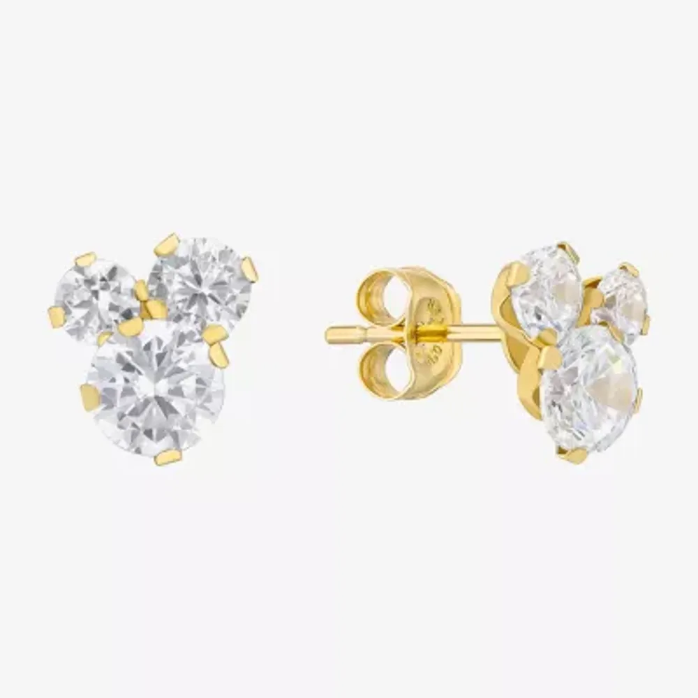 Cubic Zirconia 14K Gold 6.5mm Triangle Stud Earrings