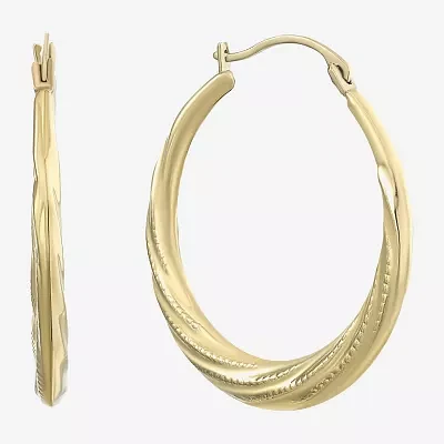 14K Yellow Gold Patterned Hoop Earrings