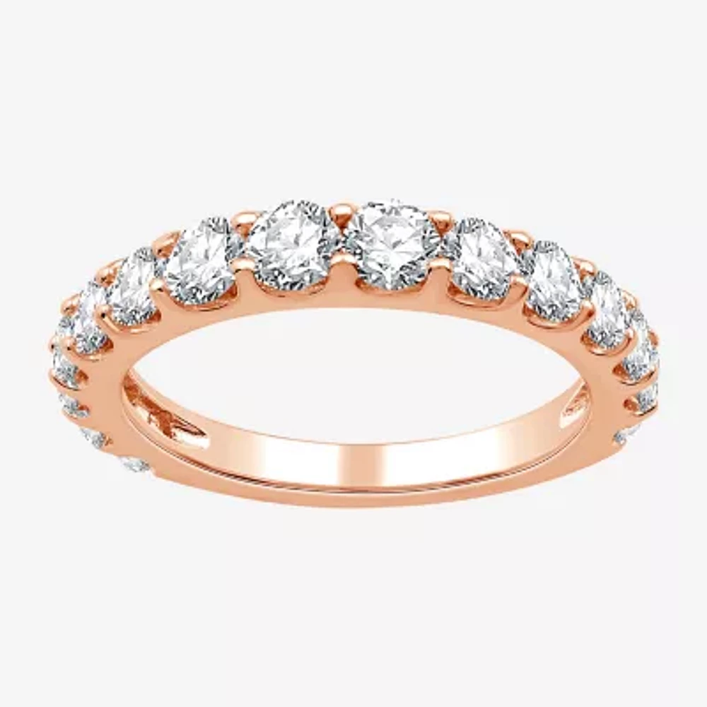 (G / Si1-Si2) Womens 1 1/2 CT. T.W. Lab Grown White Diamond 10K Gold Wedding Band