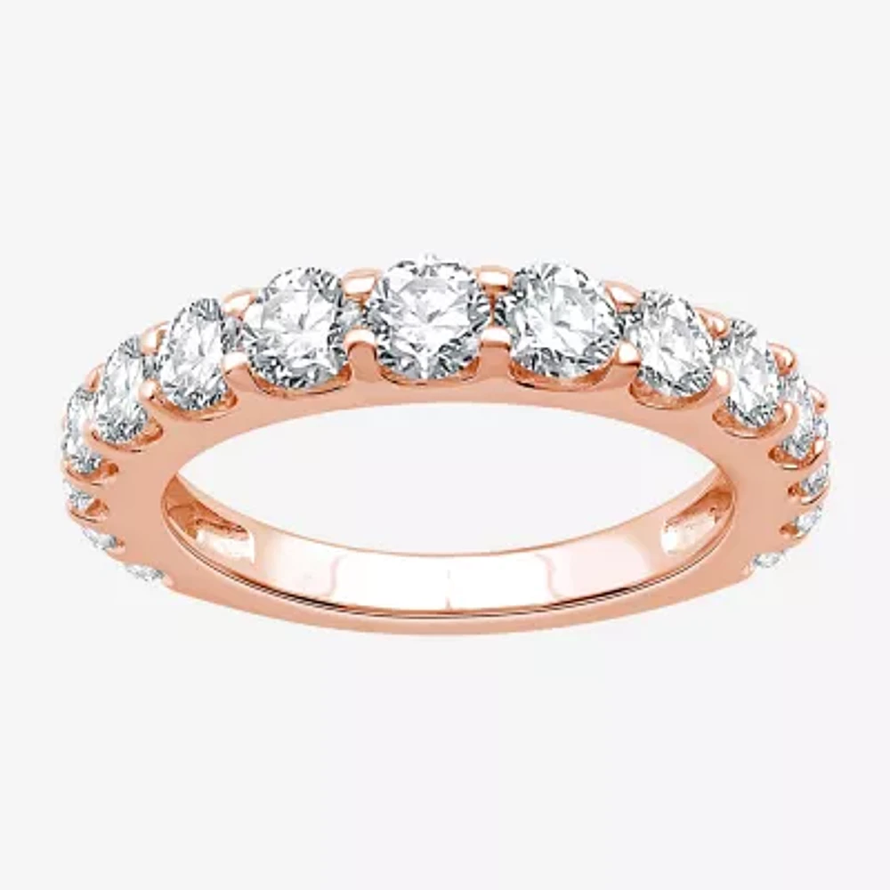 (G / Si1-Si2) Womens 2 CT. T.W. Lab Grown White Diamond 10K Rose Gold Wedding Band