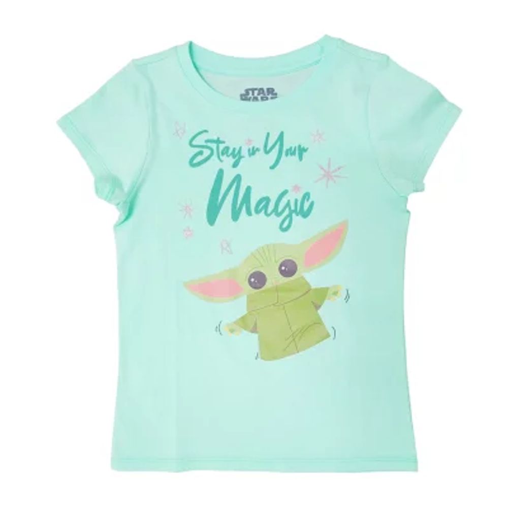 Disney Collection Little & Big Kid Girls Crew Neck Short Sleeve Regular Fit Star Wars Graphic T-Shirt