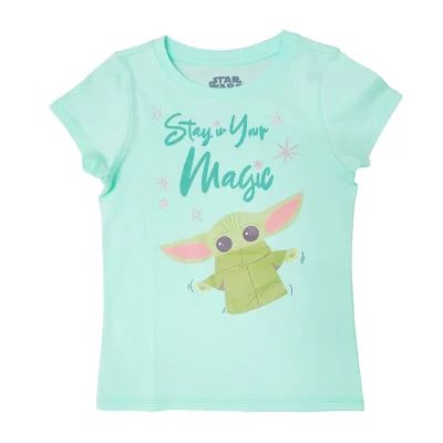 Disney Collection Little & Big Kid Girls Crew Neck Short Sleeve Regular Fit Star Wars Graphic T-Shirt