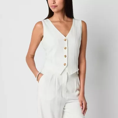 by&by Womens V Neck Sleeveless Juniors Vest