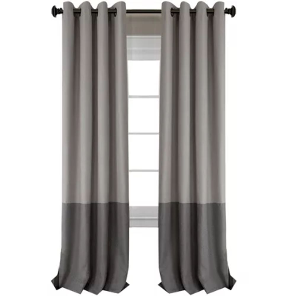 Elrene Home Fashions Braiden Color Block Grommet Top Blackout Single Curtain Panel