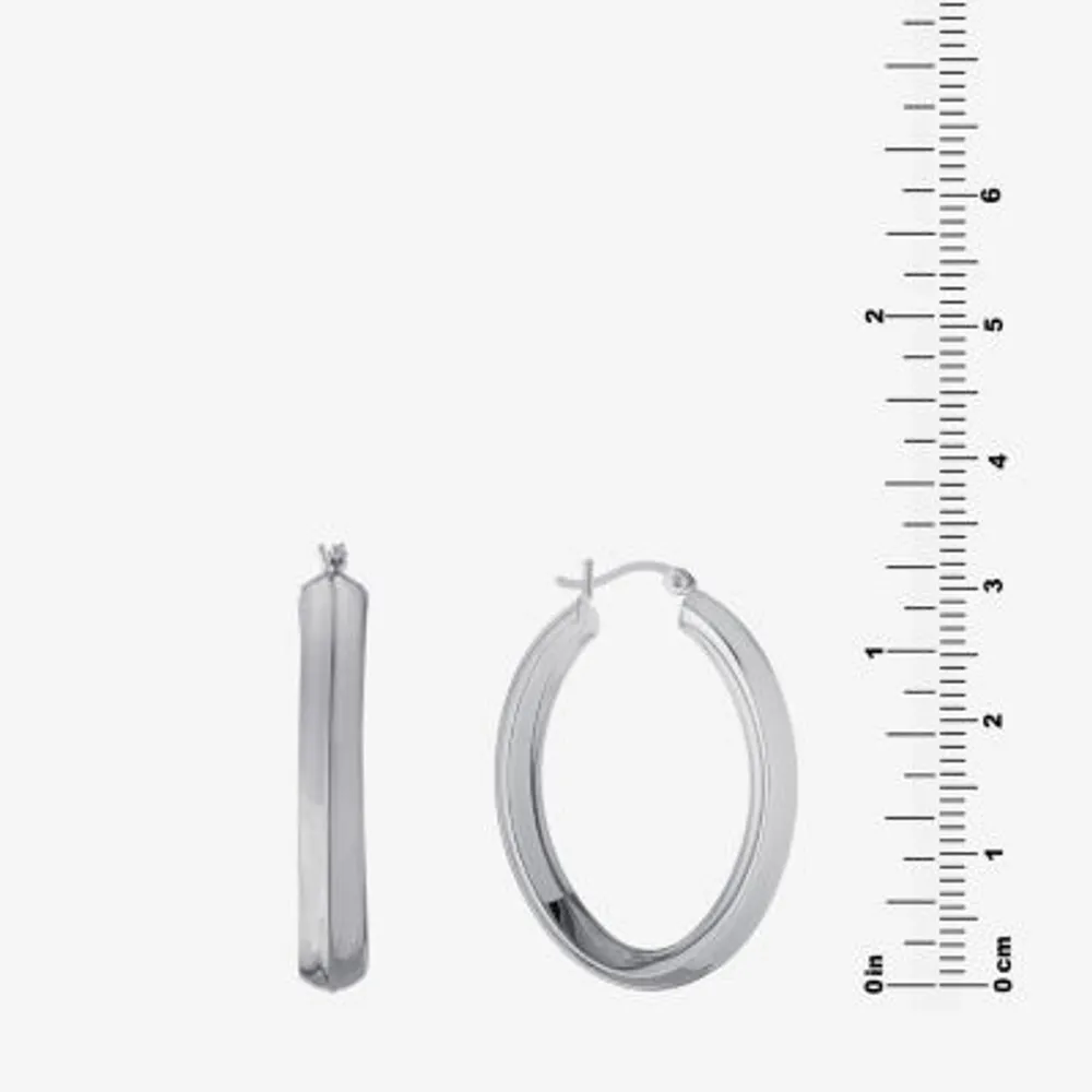 Womens Sterling Silver 39mm Hoop Earrings