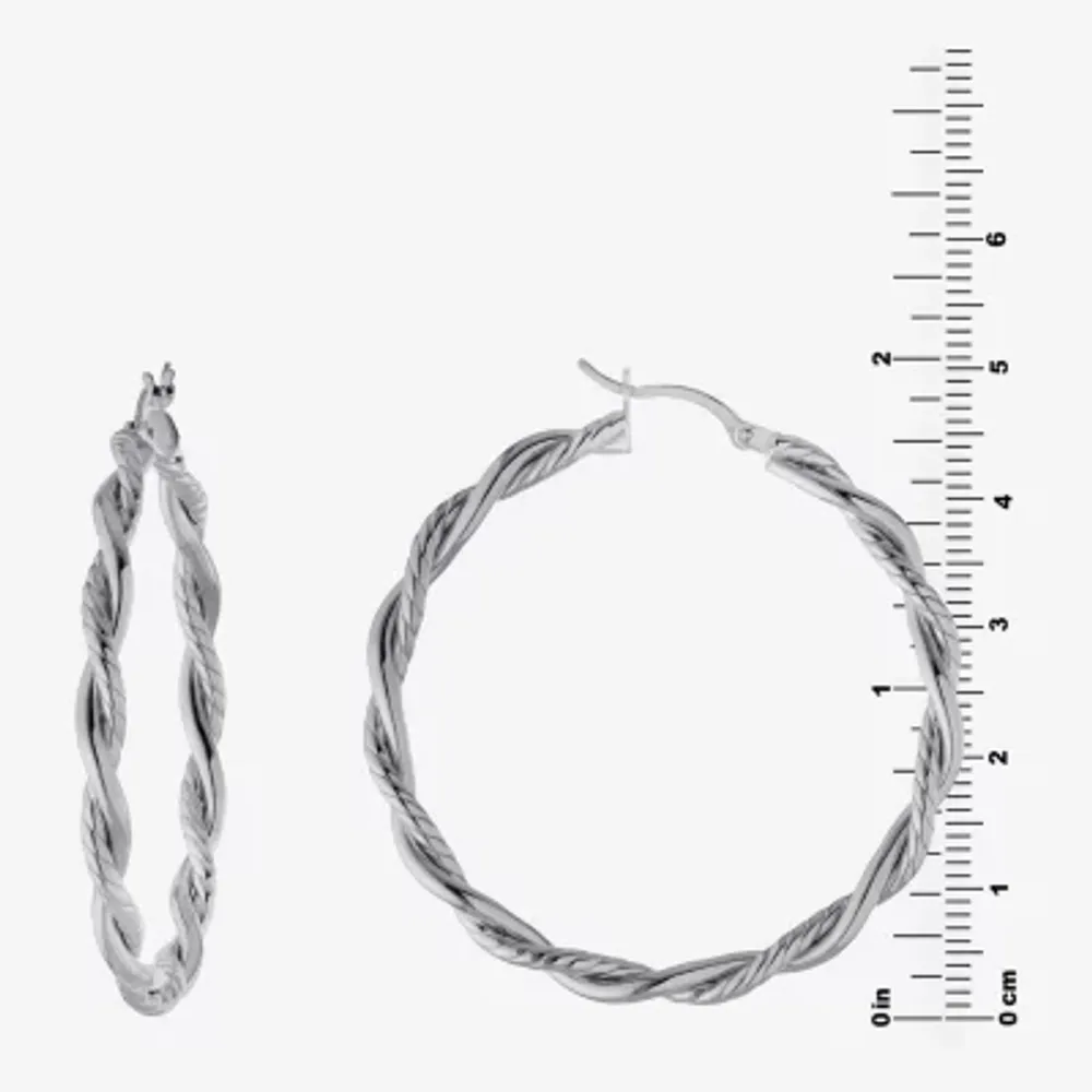 Womens Sterling Silver 50.8mm Hoop Earrings