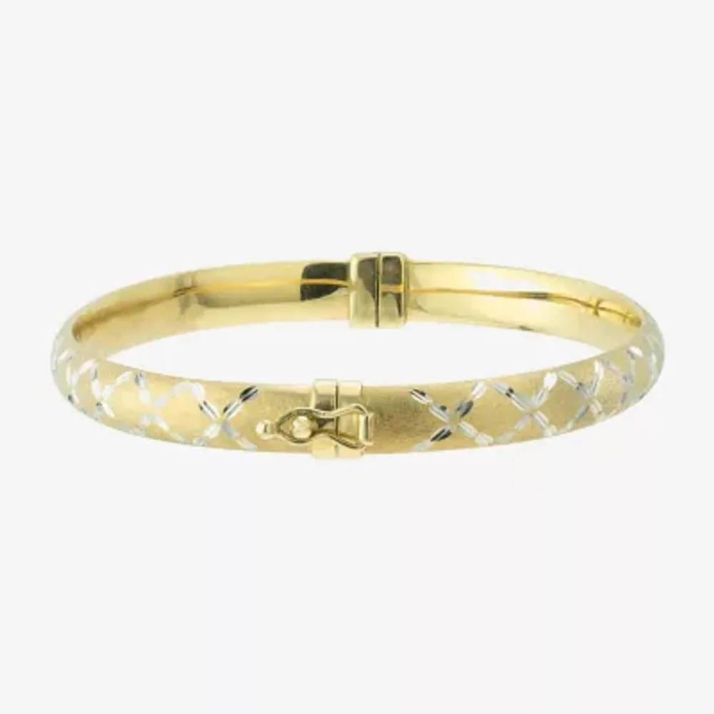 Diamond Cut Womens 14K Two Tone Gold Over Silver Bangle Bracelet