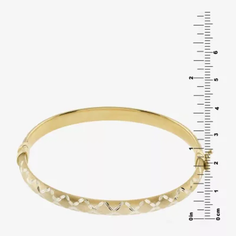 Diamond Cut Womens 14K Two Tone Gold Over Silver Bangle Bracelet