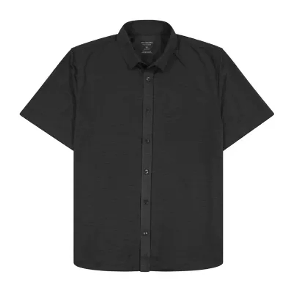 Van Heusen Performance Mens Short Sleeve Slim Fit Stretch Fabric Button-Down Shirt