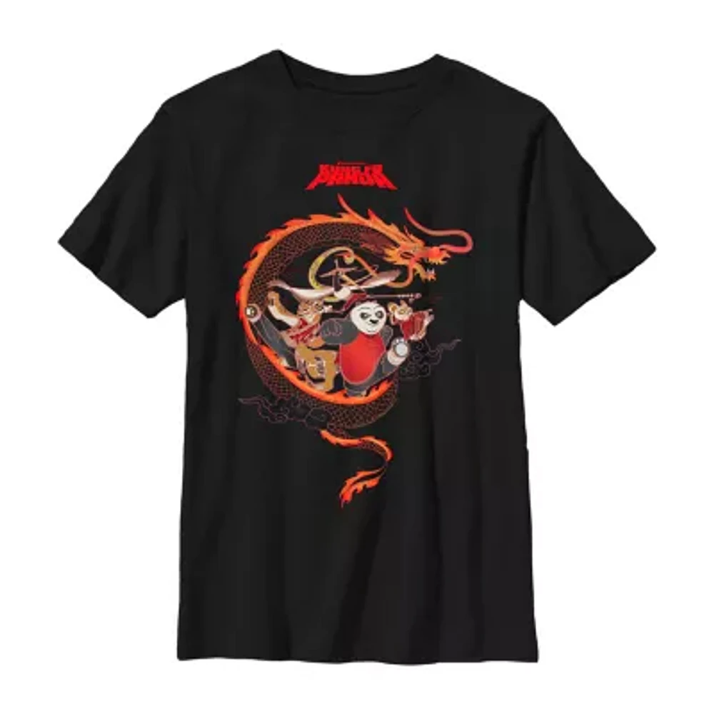 Kung Fu Panda Little & Big Kid Boys Crew Neck Short Sleeve Regular Fit Graphic T-Shirt