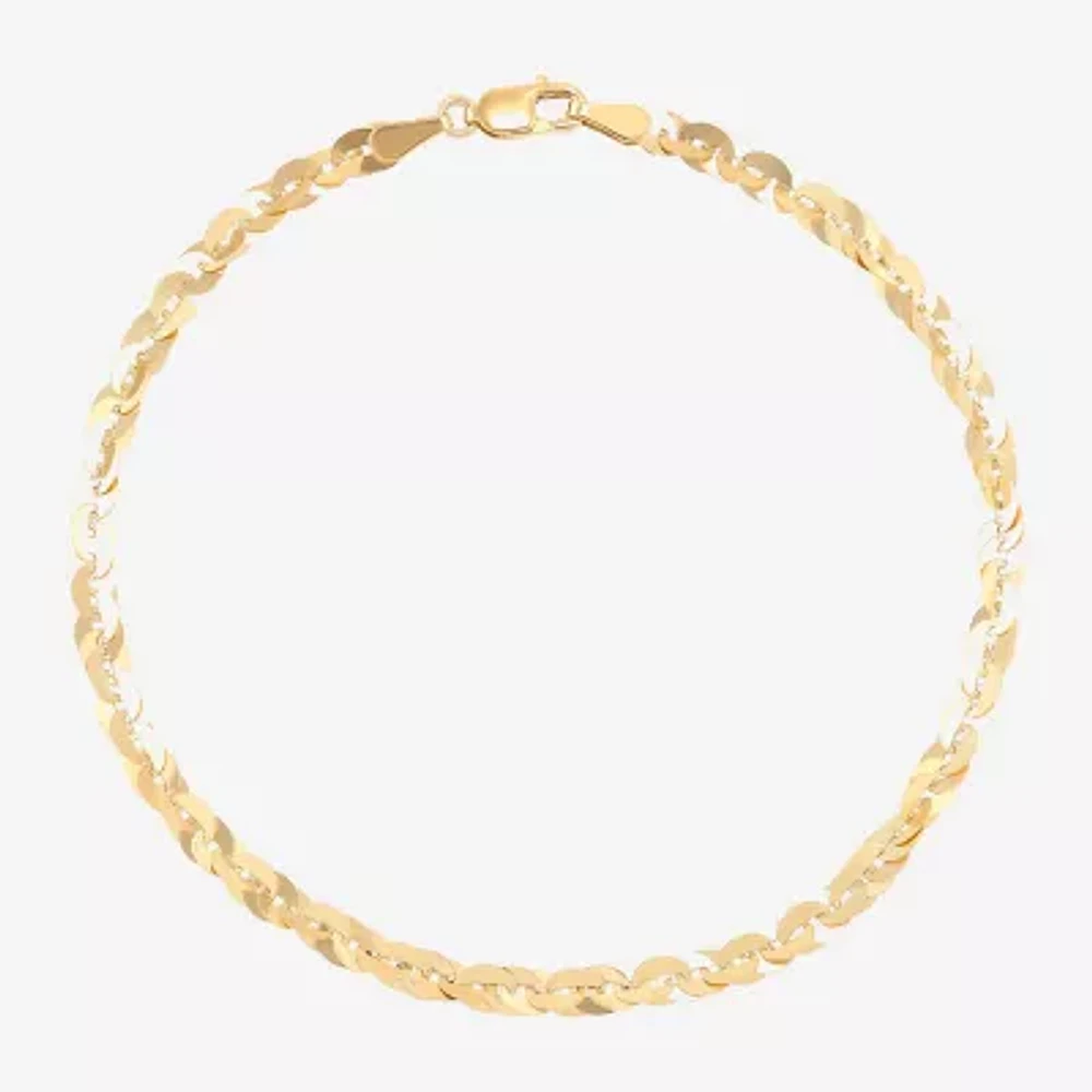 Womens 10K Gold 7.5 Inch Fashion Chain Bracelet
