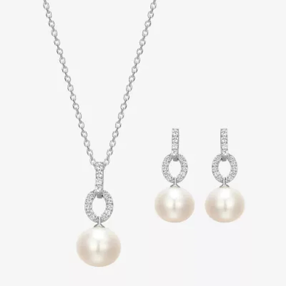 Womens White Cultured Freshwater Pearl Sterling Silver 2-pc. Jewelry Set