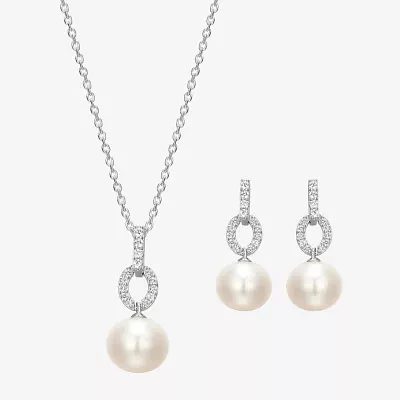 Womens White Cultured Freshwater Pearl Sterling Silver 2-pc. Jewelry Set