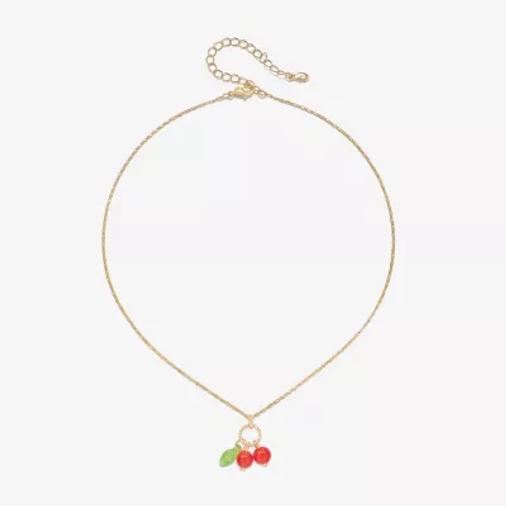Bijoux Bar Delicates Gold Tone Womens Cherries 16 Inch Pendant Necklace